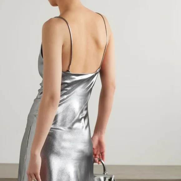 Sidney Metallic Stretch Satin Mini Dress - Picture 2 of 9